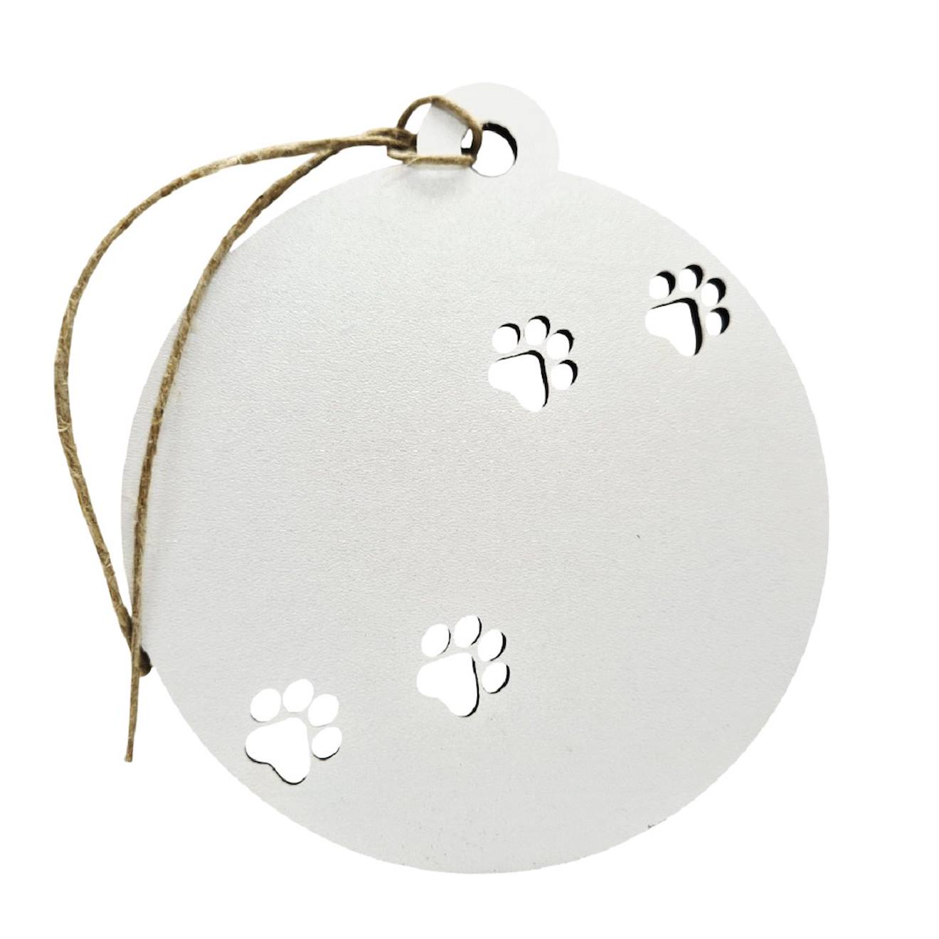 Boule De Noël Chien Personnalisable En Bois Blanc (Vintiun) - Image 1