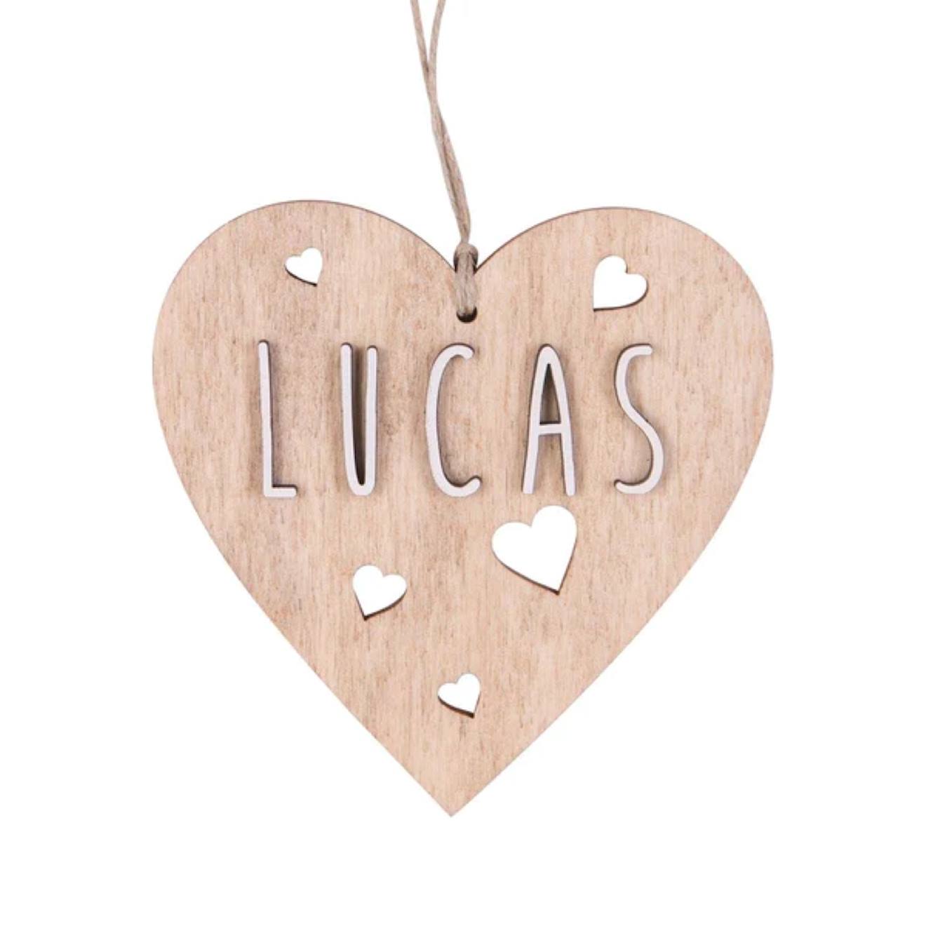 Cœur De Noël Personnalisable En Bois Beige (Vintiun) - Image 2