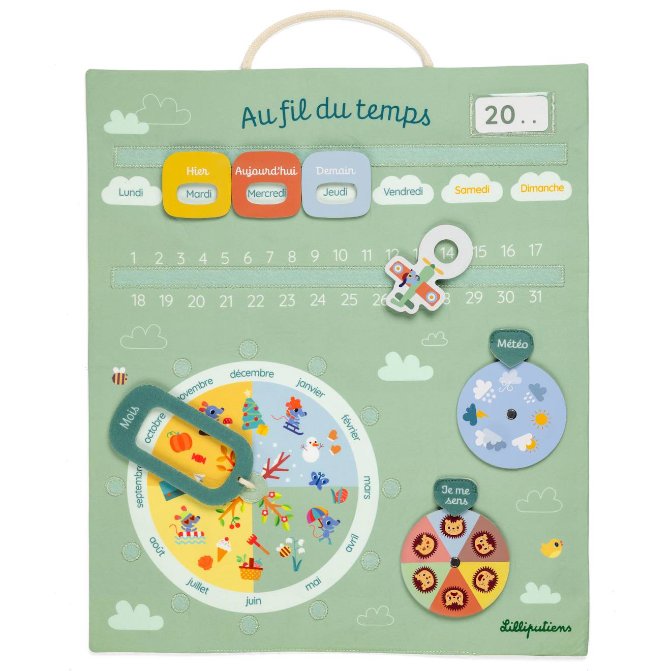 Calendrier Ludique Au Fil Du Temps Vert, Jaune, Bleu