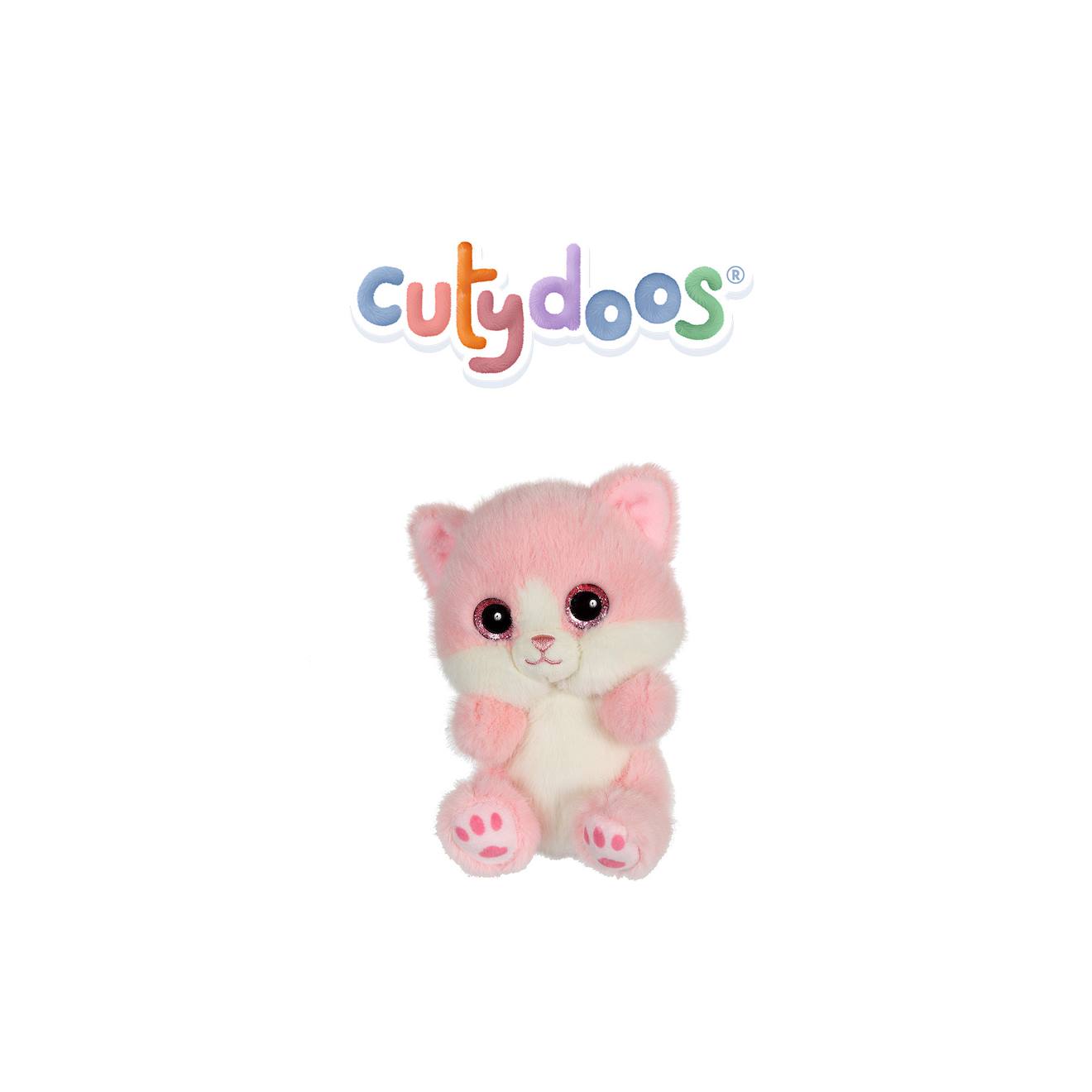 Peluche - Peluche Chat Pinky Cutydoos Rose Poudré – 13 Cm Blanc