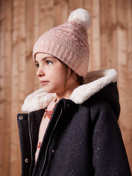 Fille-Ensemble jacquard fille bonnet + snood + moufles/gants