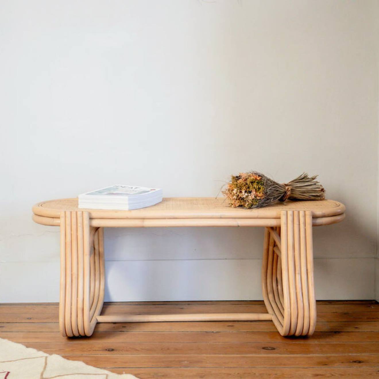 Banc Rotin Et Cannage 120 Cm - Gili Naturel (Saudara) - Image 1