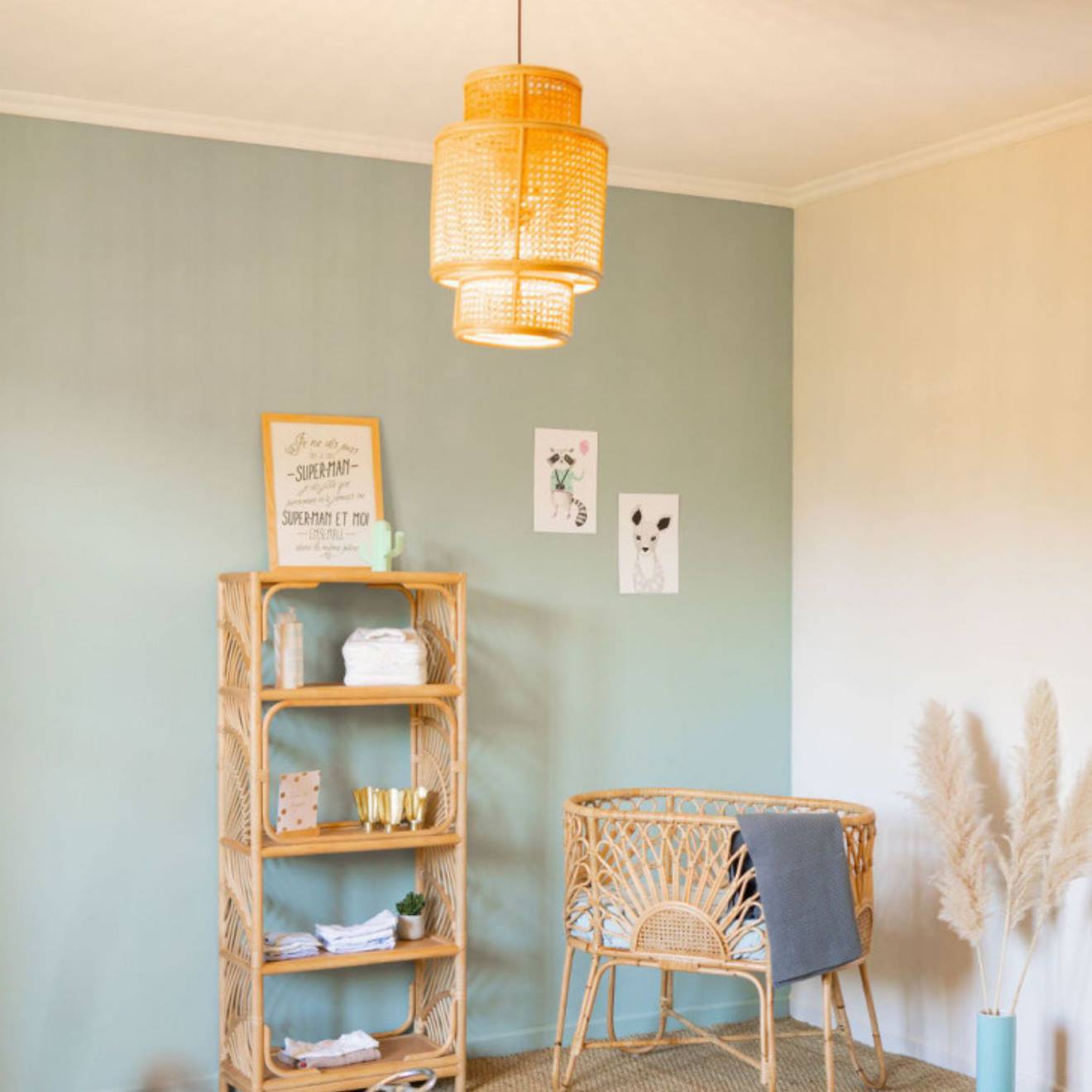 Suspension /abat-jour Ronde Cannage 30cm - Jack Naturel (Saudara) - Image 2