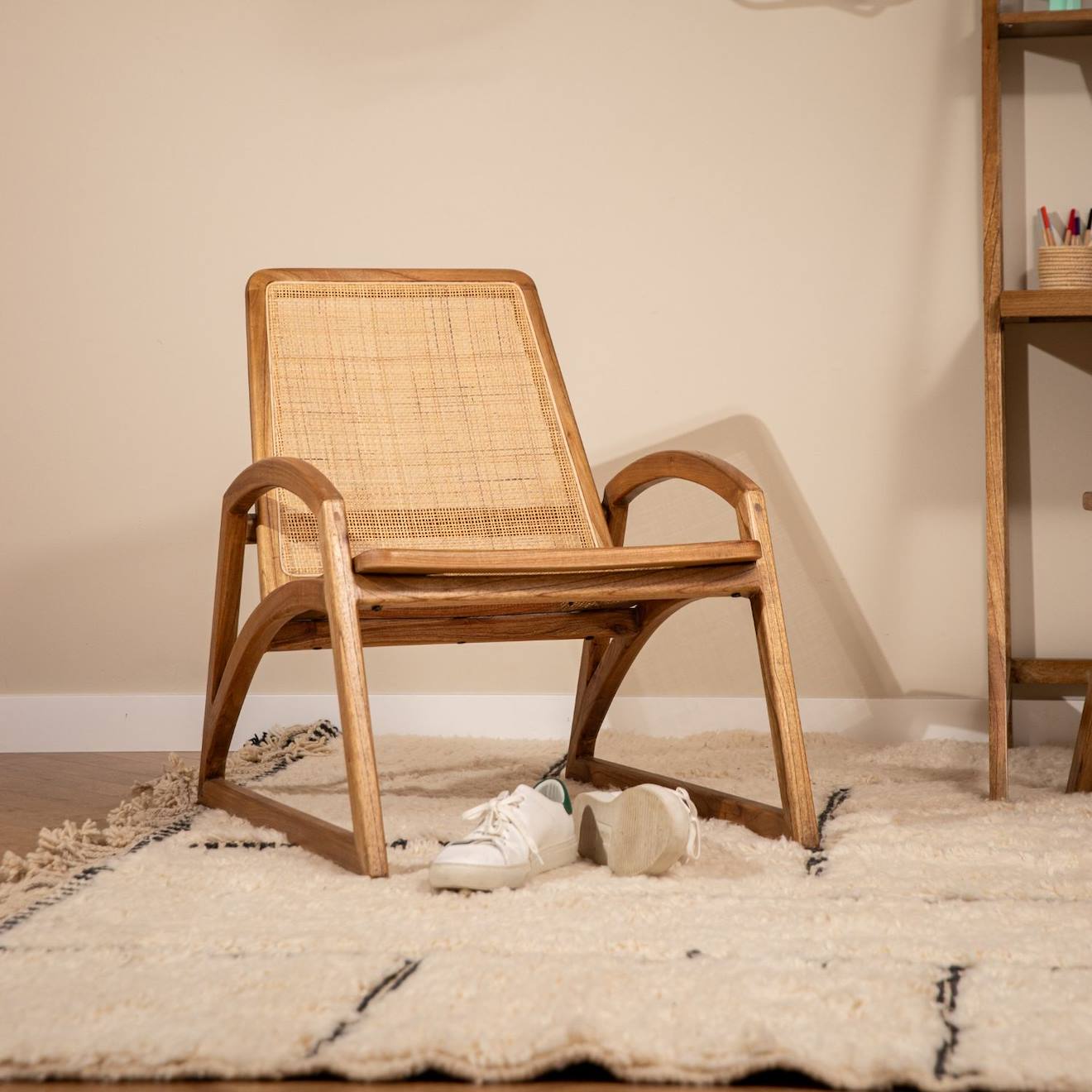 Fauteuil Bois Et Cannage- Rinca Miel