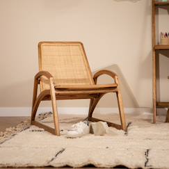 Chambre et rangement-Fauteuil bois et cannage- rinca
