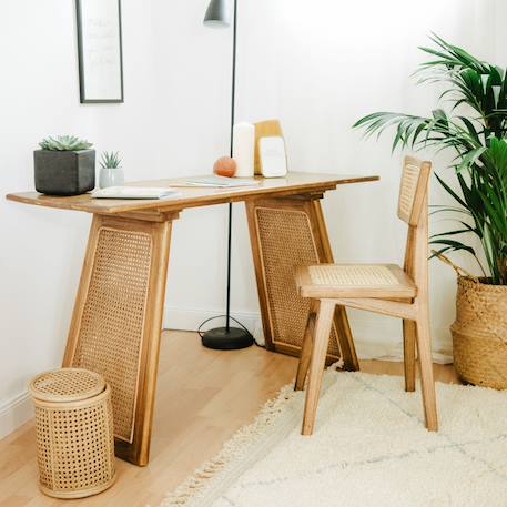Saudara - Bureau/console En Bois Et Cannage - Wocca Miel