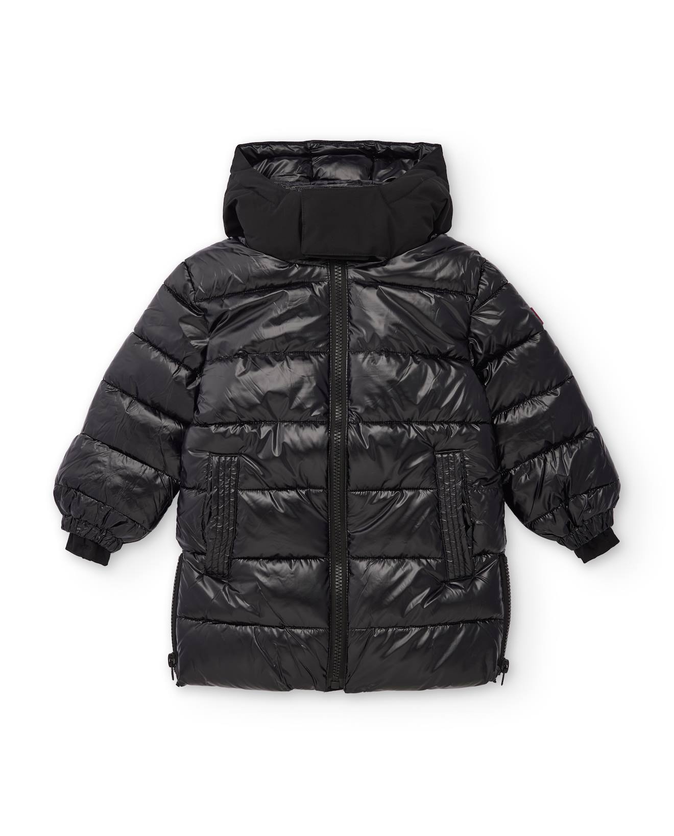 Manteau Matelassé Long Pour Garçon Avec Capuche Noir