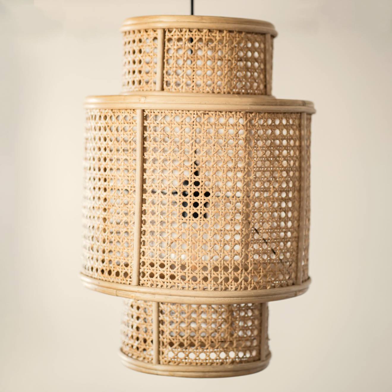 Suspension /abat-jour Ronde Cannage 30cm - Jack Naturel