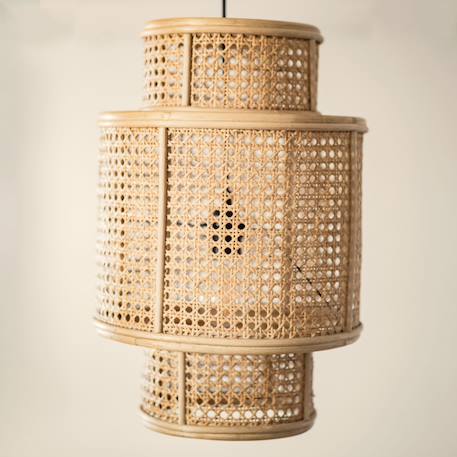 Saudara - Suspension /abat-jour Ronde Cannage 30cm - Jack Naturel