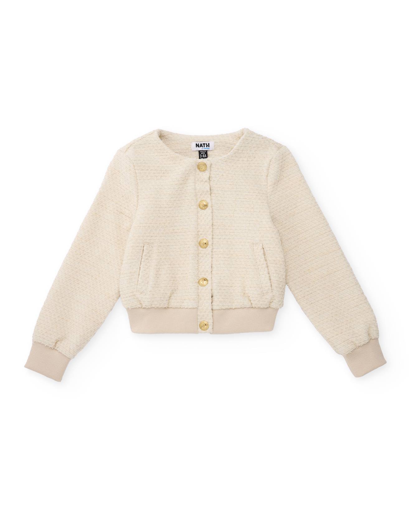Veste En Tricot Pour Fille Avec Boutons Dorés Beige