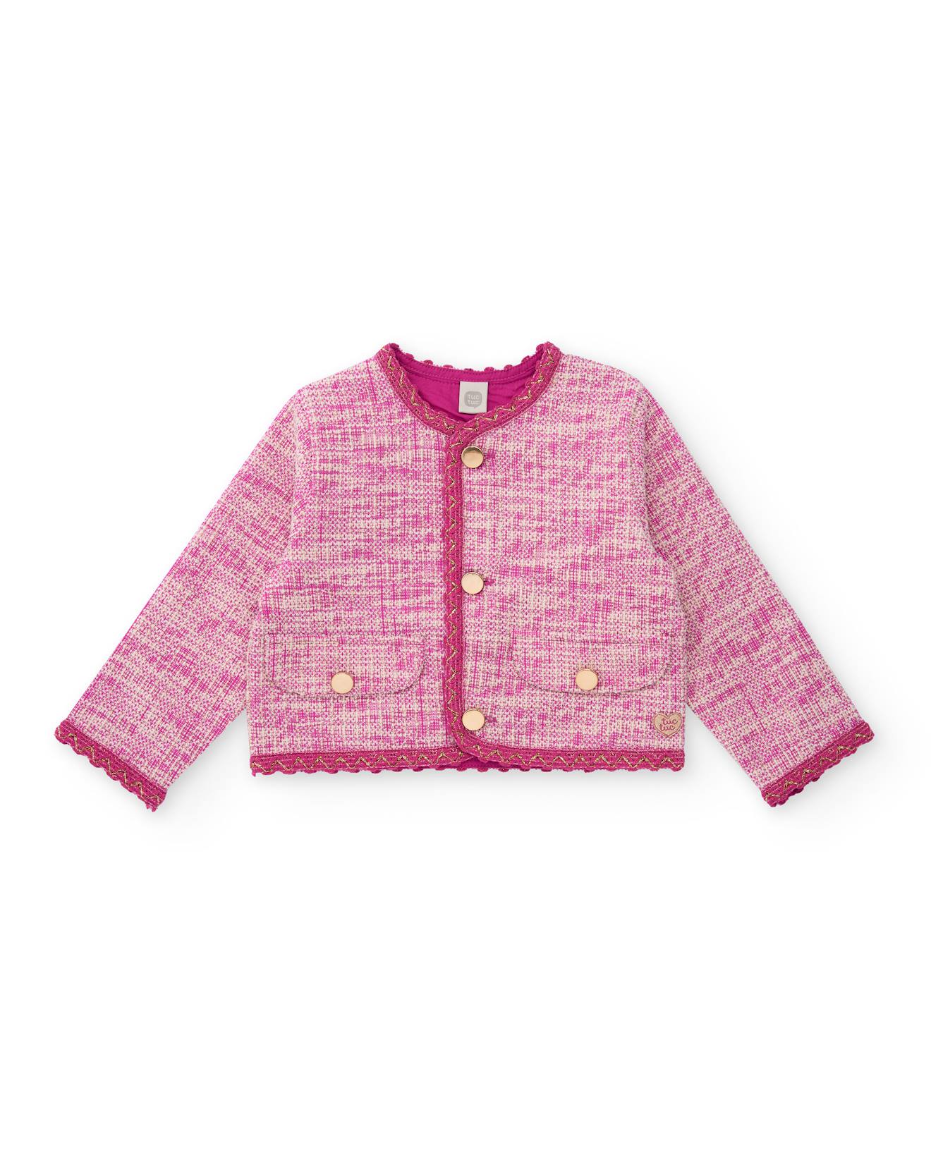 Veste Pour Fille Avec Boutons Dorés Rose