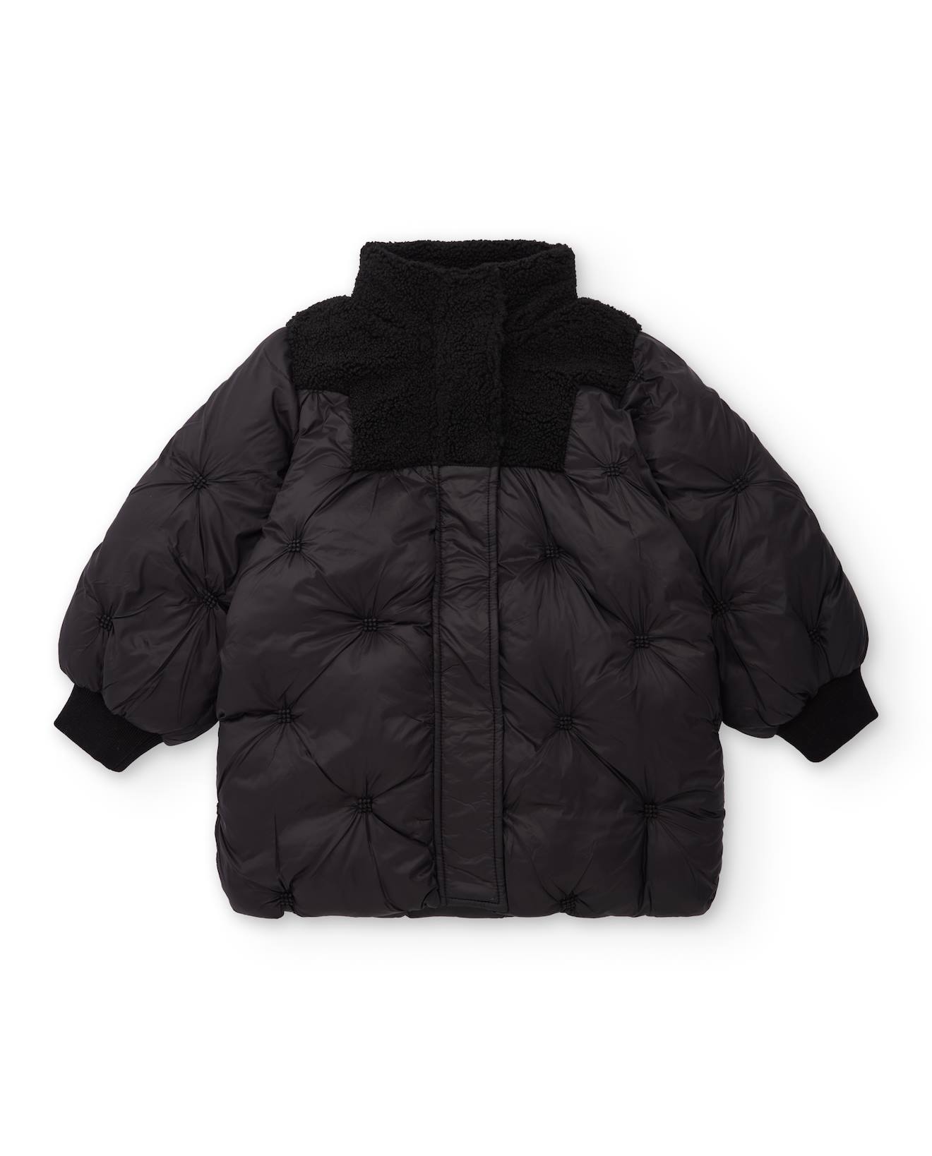 Manteau Matelassé Pour Fille Avec Col En Fausse Fourrure Noir