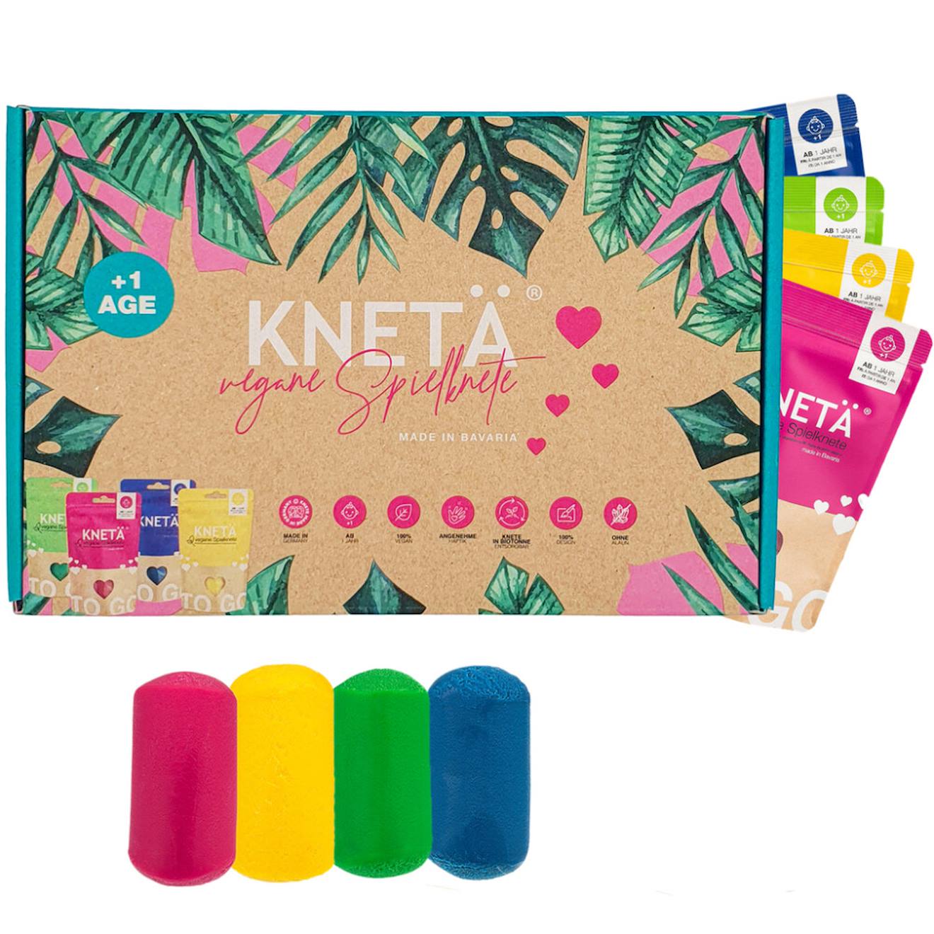 Pâte À Modeler Végétalienne - 4 Couleurs - 100g Blue;green;pink;yellow