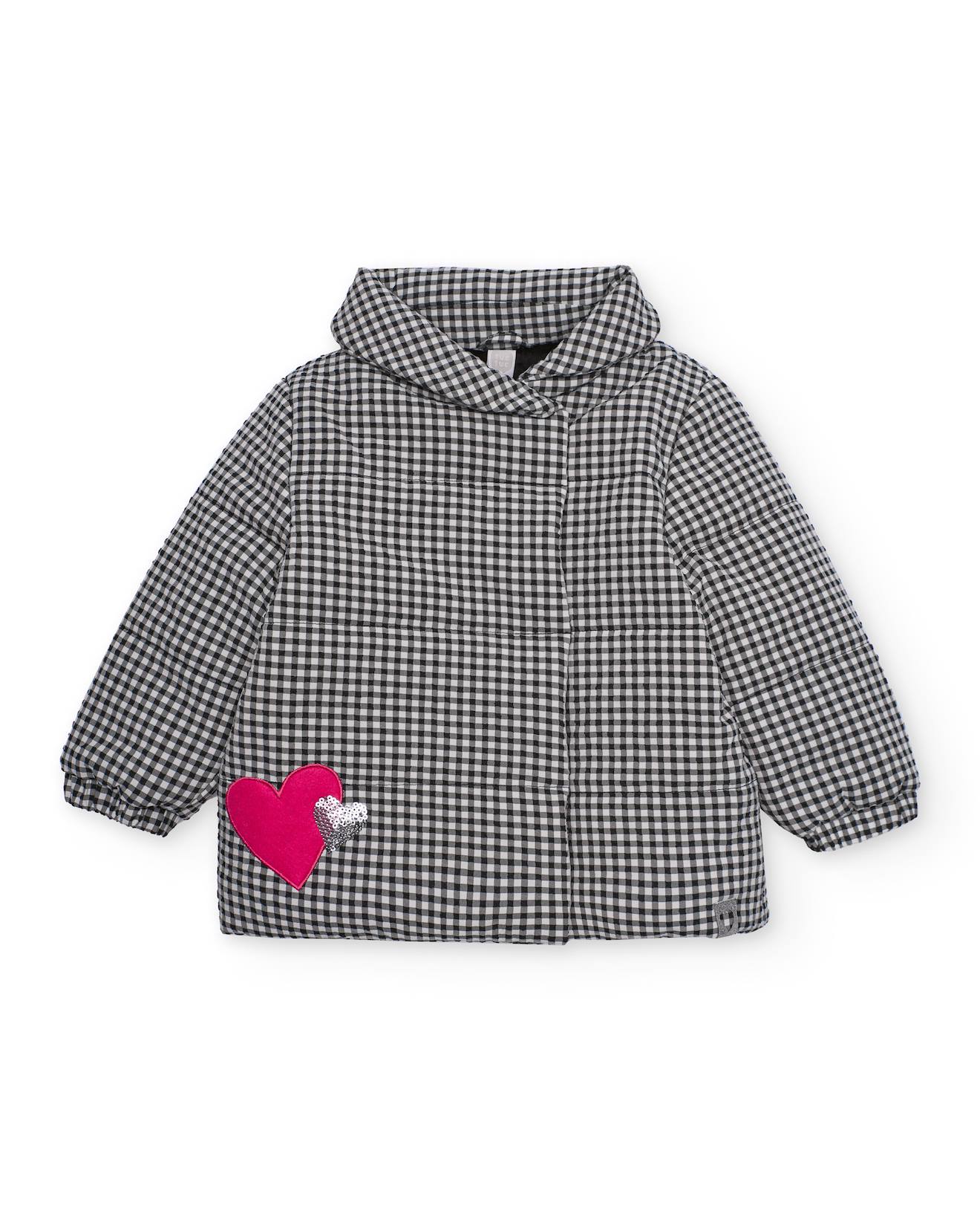 Manteau Pour Fille À Carreaux Vichy Avec Détail Cœurs Gris