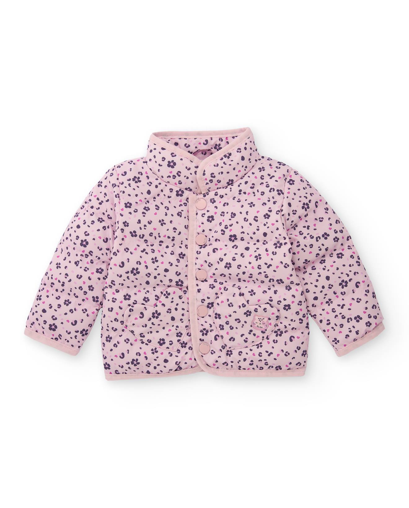 Parka Matelassée Pour Fille Avec Imprimé Fleurs Et Cœurs Rose