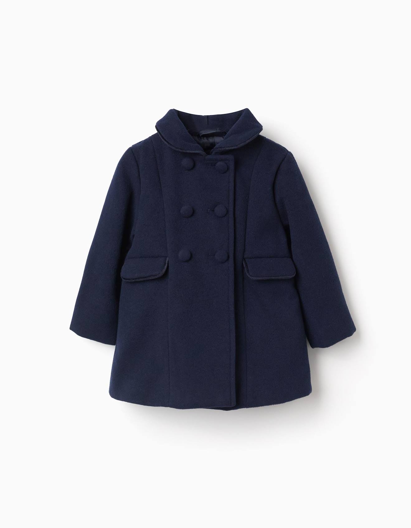 Manteau À Effet Laine Avec Poches À L'avant Bleu Foncé