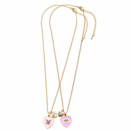 Fille-Accessoires-Collier d'amitié papillon & arc-en-ciel bff – lot de 2 pièces