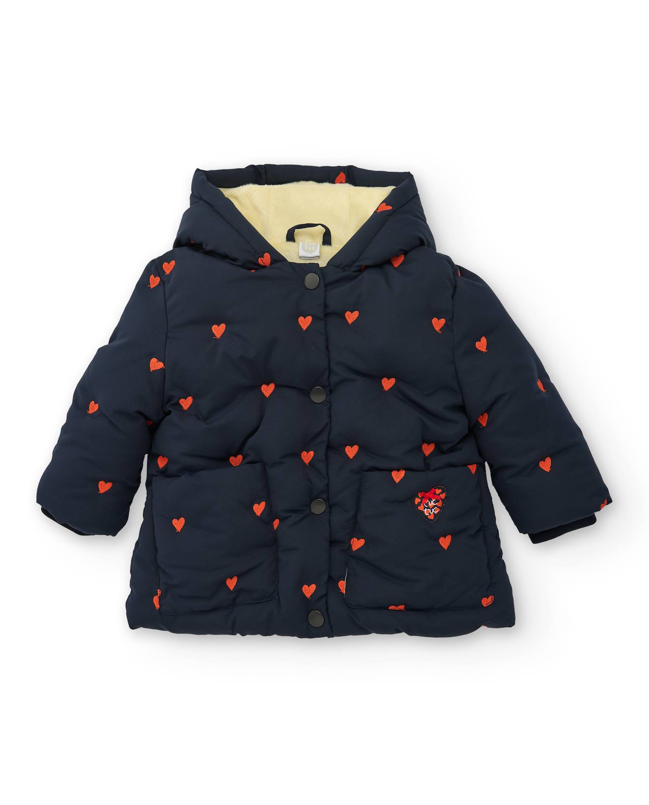 Manteau Pour Fille Avec Cœurs Brodés Bleu