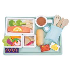 Jouet-Jeux d'imitation-Cuisines et dinette-Plateau repas en avion en bois