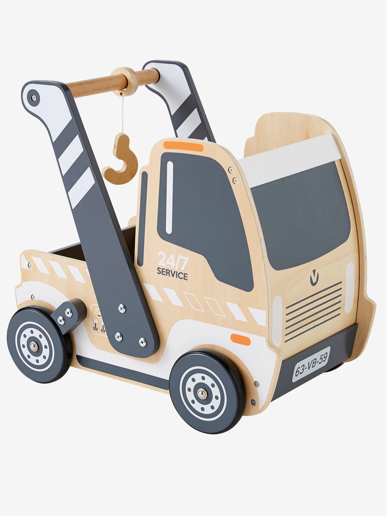 Chariot de marche Camion en bois FSC® beige - Vertbaudet