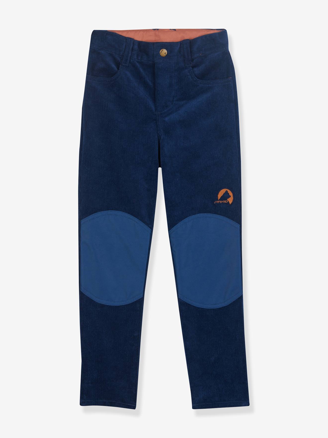 Pantalon droit en velours côtelé KUULU finkid avec renforts bleu jean