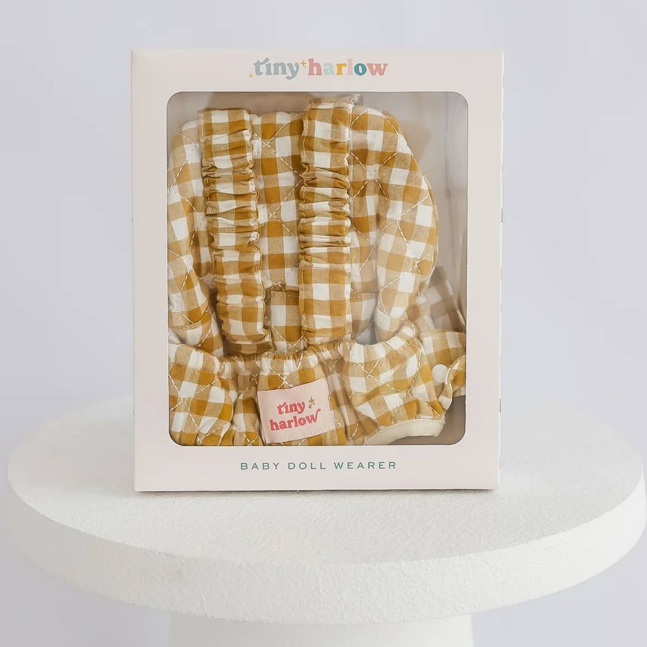 Porte Bébé Pour Poupée Vichy Camel Blanc, Marron, Rose (Tiny Harlow) - Image 2