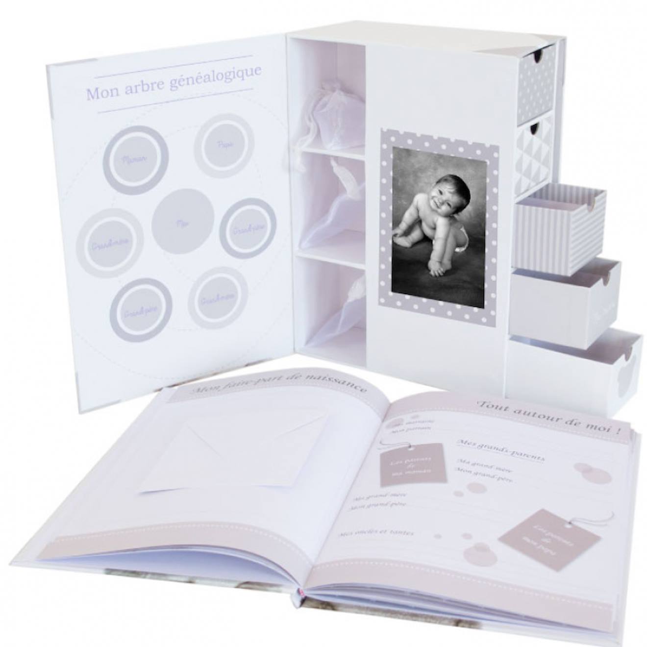 Coffret Souvenirs Et Son Livre De Naissance My Little Bear Gris (Domiva) - Couverture