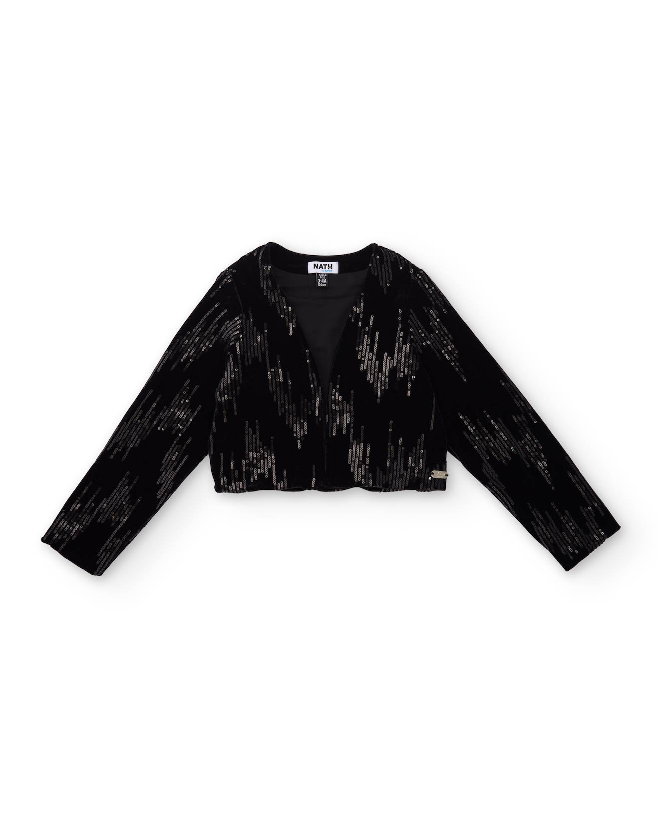 Veste Courte Pour Fille En Velours Avec Détails À Sequins Noir