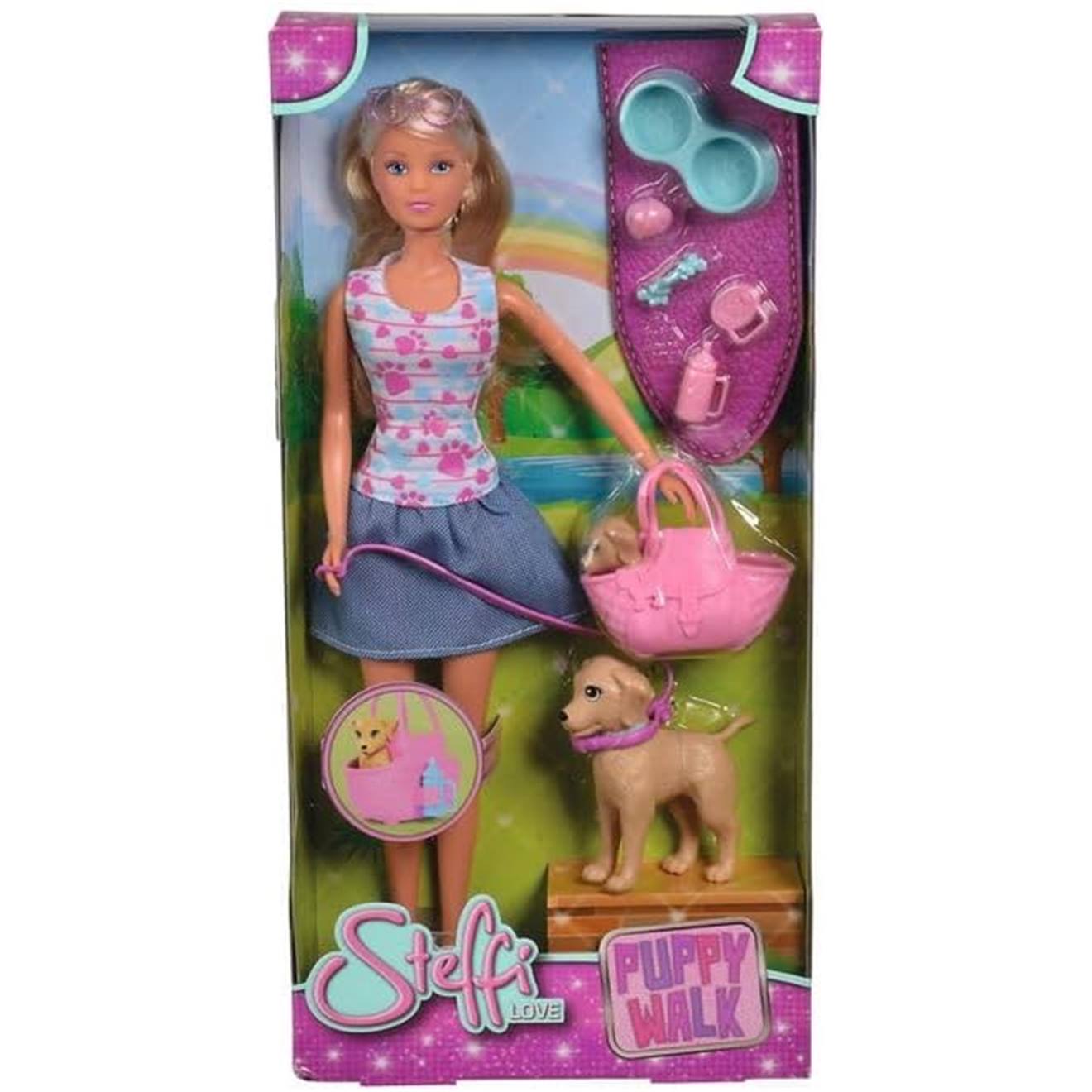 Steffi Love Poupée Mannequin Promenade Chien Multicolore