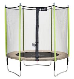 Jouet-Trampoline de jardin 244 cm + filet de sécurité jumpi taupe/vert 250