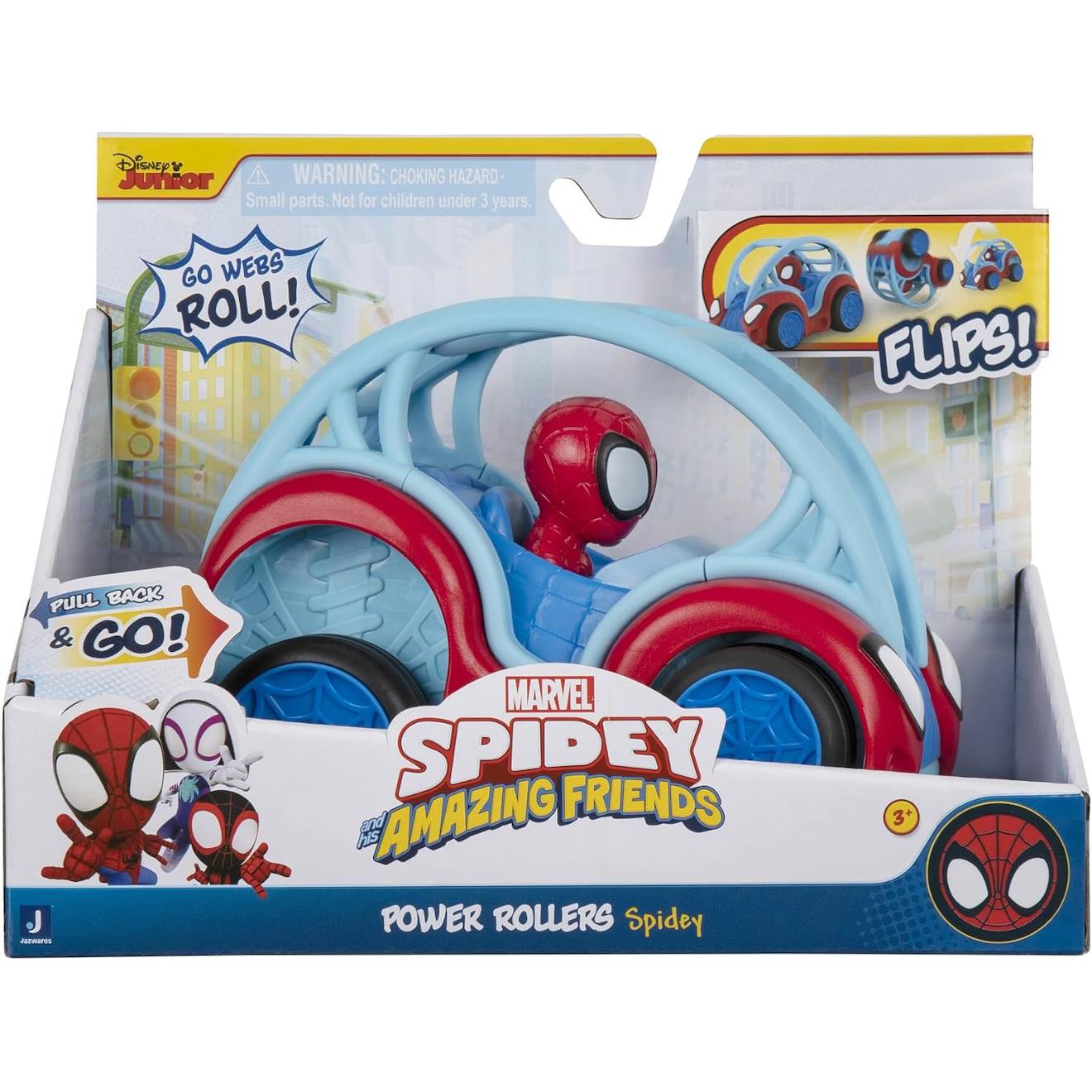 Power Rollers, Spidey De Marvel's Spidey Et Ses Amis Extraordinaires - Voiture De 15 Cm Bleu Et Rouge