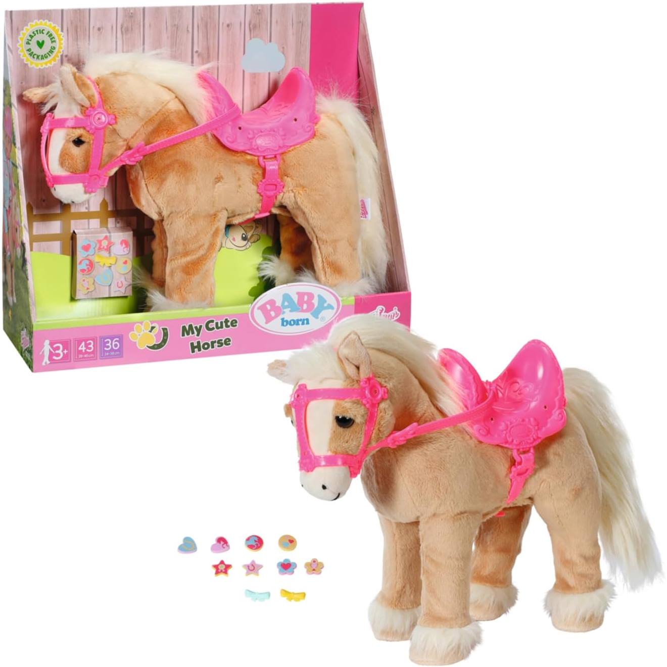 Baby Born My Cute Horse-cheval En Peluche Interactive Beige Et Rose