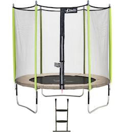 Jouet-Trampoline de jardin 244 cm + filet de sécurité + échelle jumpi taupe/vert 250