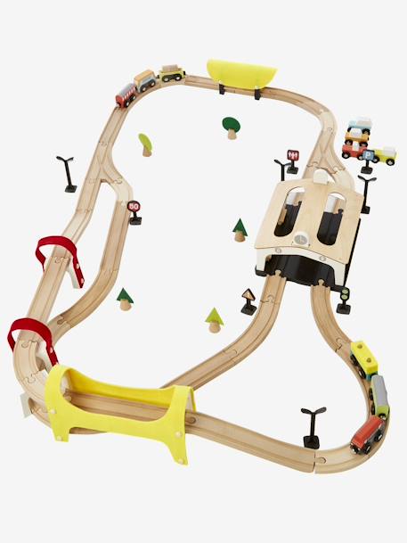 Circuit de train 66 pièces en bois FSC® multicolore 2 - vertbaudet enfant 