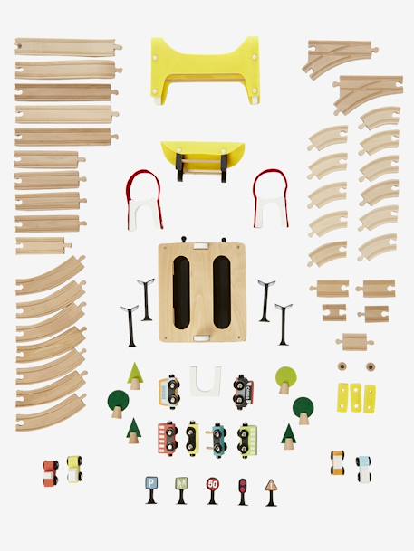 Circuit de train 66 pièces en bois FSC® multicolore 9 - vertbaudet enfant 