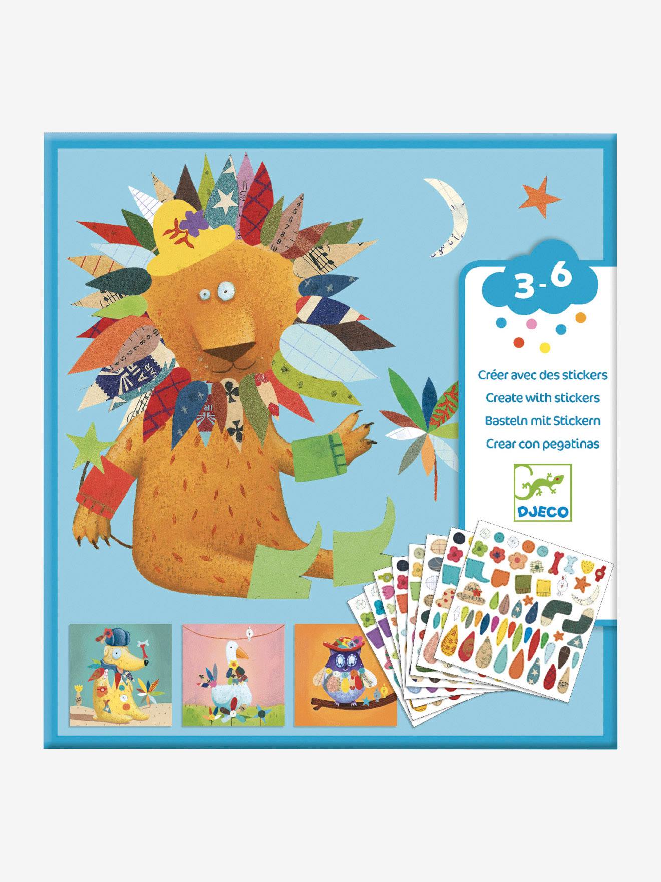 Stickers Créer des animaux DJECO multicolore