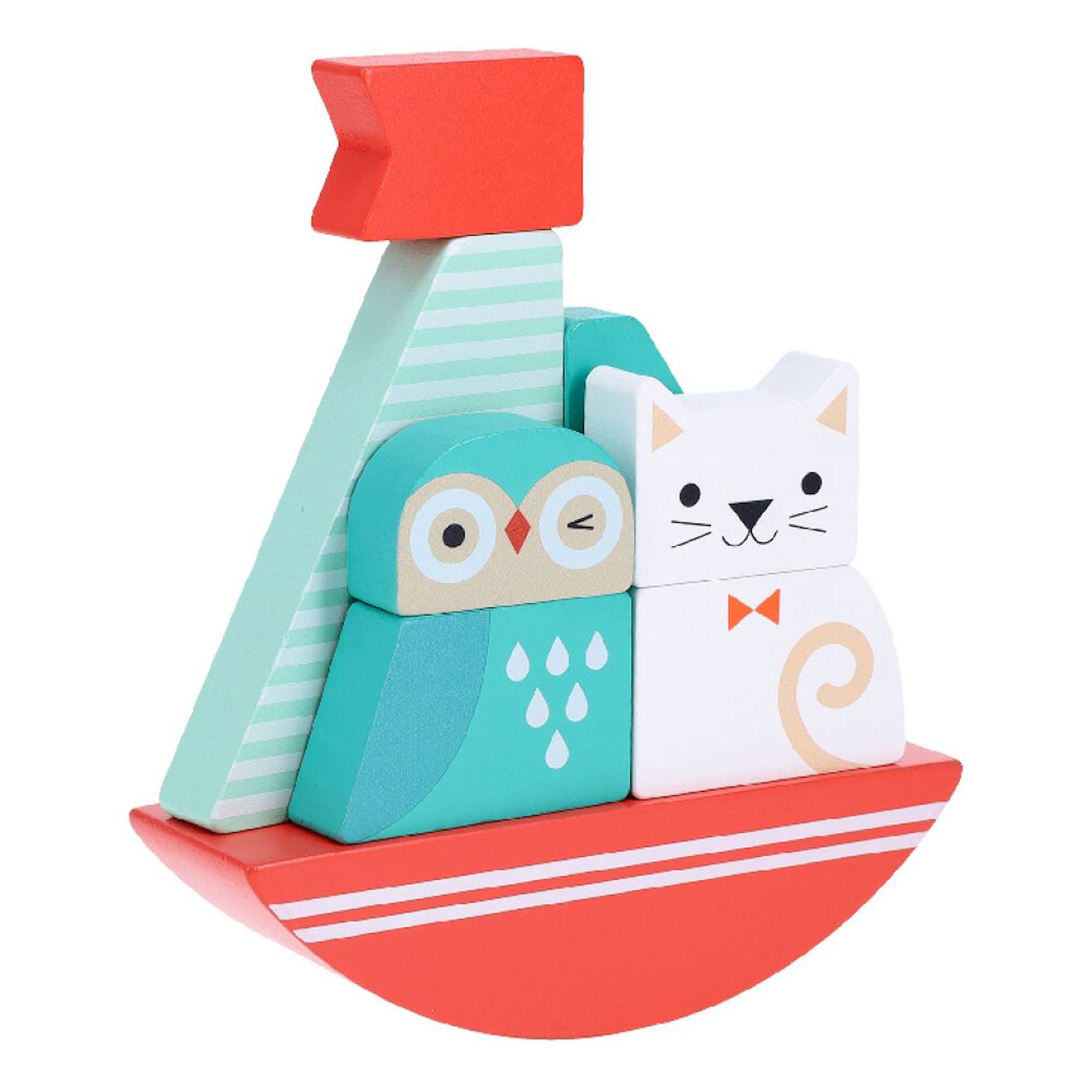 Jouet À Empiler - Hibou Et Chat Multicolor