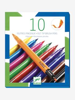 Jouet-Activités artistiques et musicales-10 feutres pinceaux double embout -