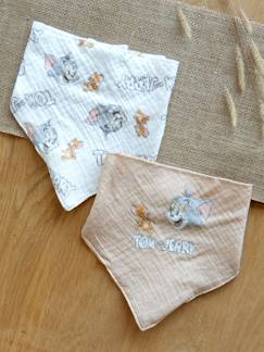 Lot 2 bavoirs bandana bébé Tom et Jerry Looney Tunes en gaze de coton  - vertbaudet enfant