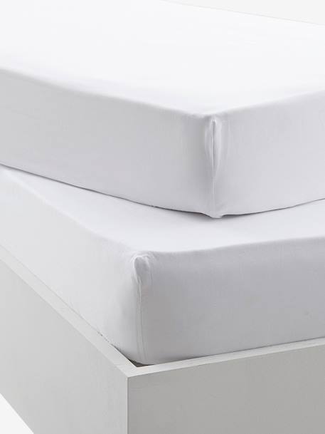 Vertbaudet - Lot de 2 draps-housses bébé BIO COLLECTION blanc