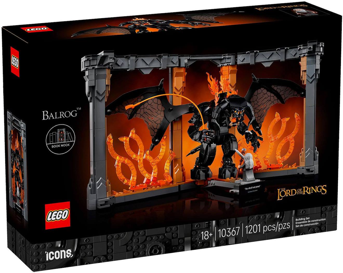 Lego icons - le seigneur des anneaux : book nook du balrog - 10367 multicolore