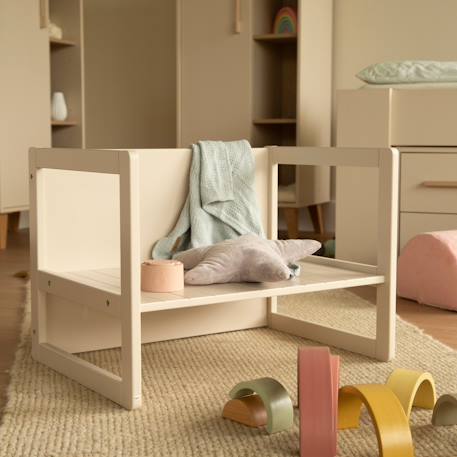 Table convertible en banc évolutif à 2 hauteurs d'assise Beige+Blanc+Gris 2 - vertbaudet enfant 