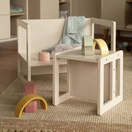Table convertible en banc évolutif à 2 hauteurs d'assise Beige+Blanc+Gris 4 - vertbaudet enfant 