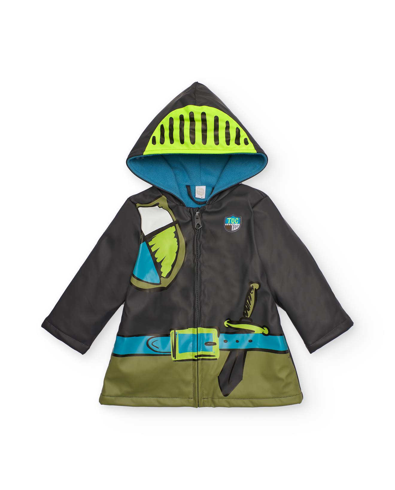 Imperméable Pour Garçon Avec Capuche Et Imprimé Chevalier Gris