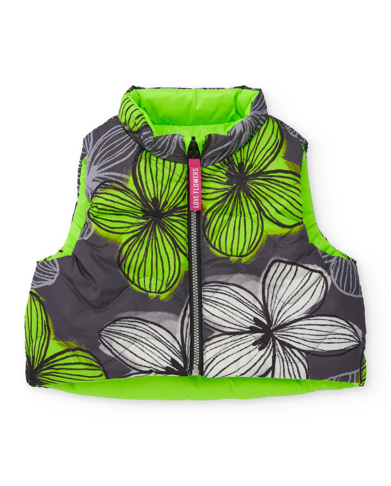 Gilet Réversible Pour Fille Avec Fleurs Imprimées Collection Love Flowers Gris