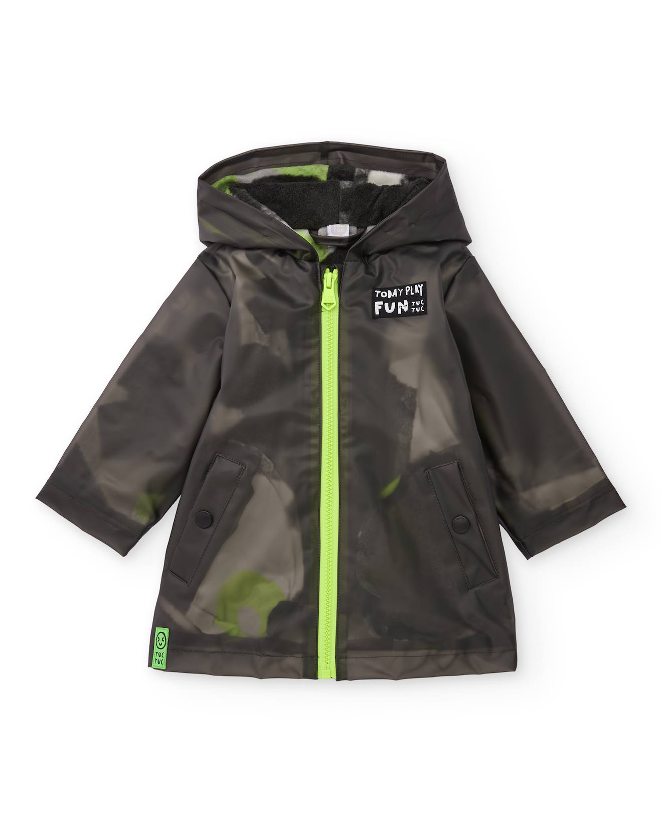 Imperméable Pour Garçon Avec Capuche Et Détails Contrastants Gris Foncé