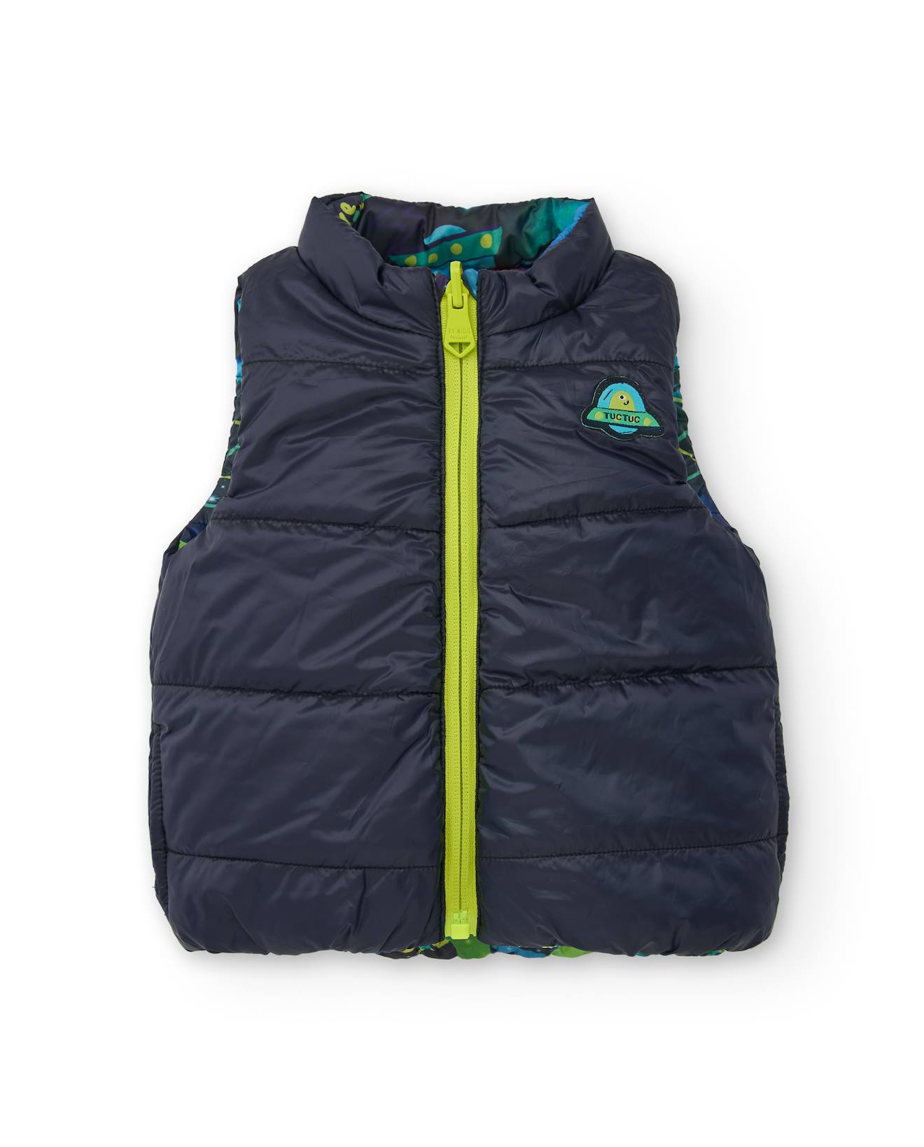 Gilet Matelassé Pour Garçon Avec Fermeture Contrastante Et Détail Fusée Noir