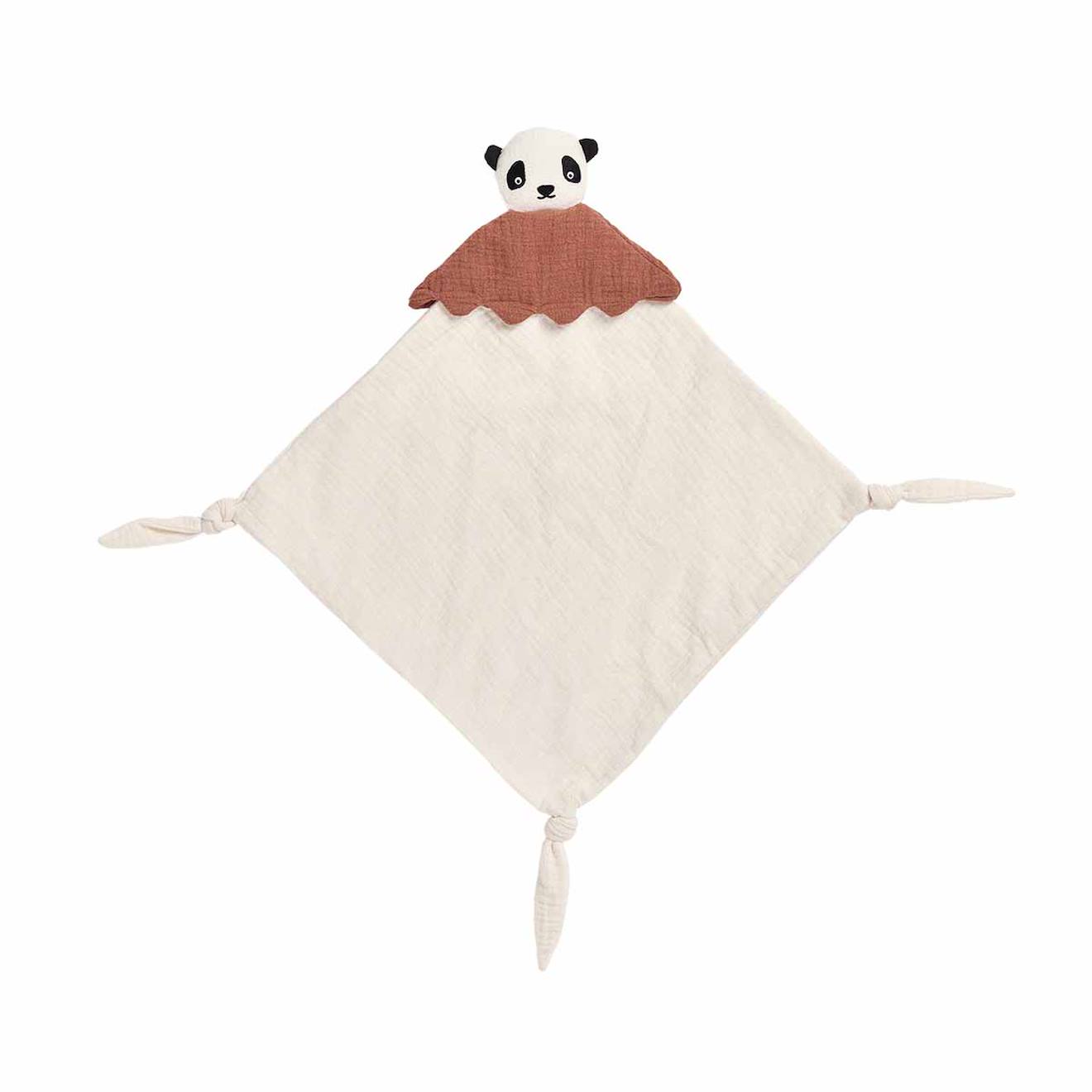 Doudou Panda En Coton Biologique Mini Beige