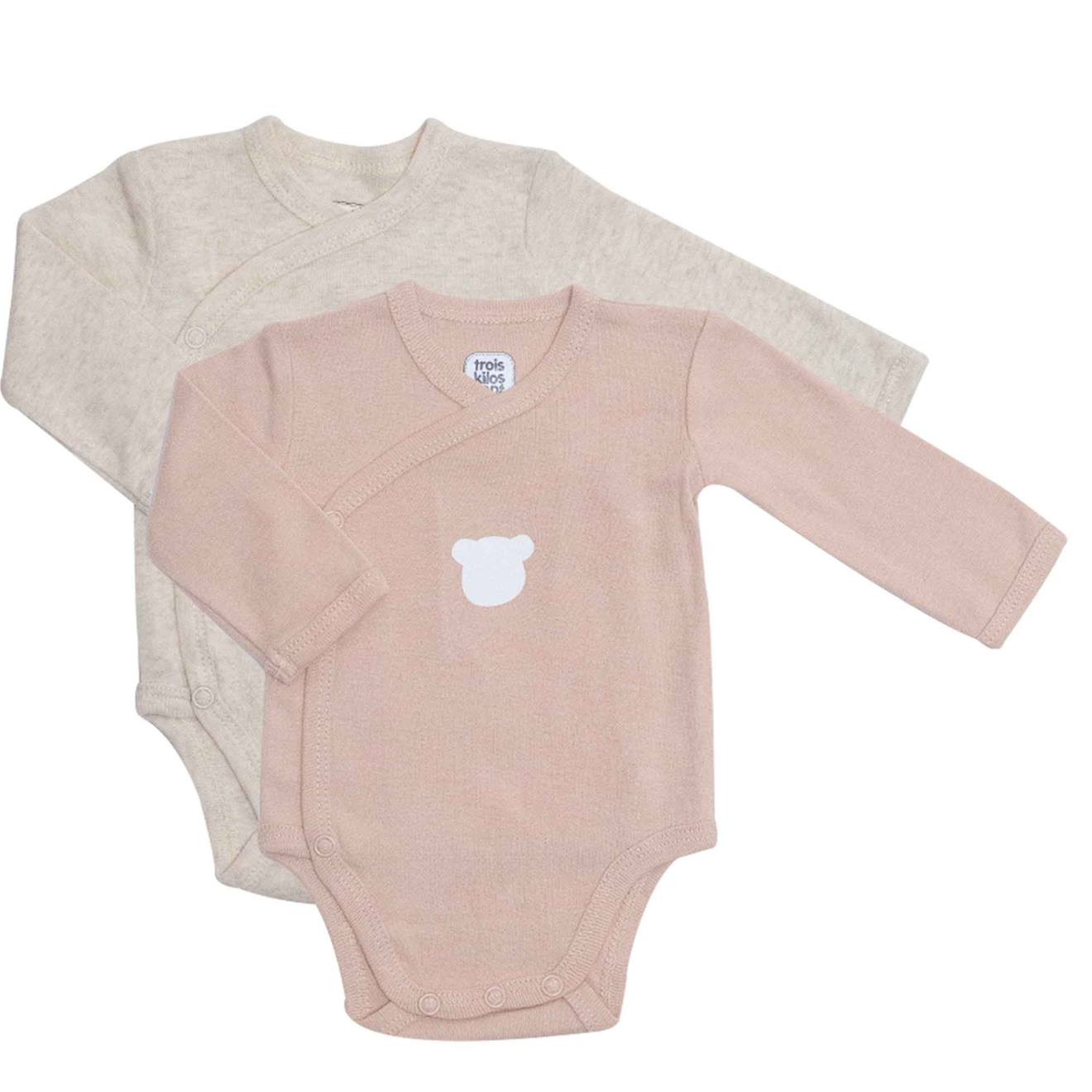 Lot 2 Bodies Ouverture Devant Pour Bébé Rose