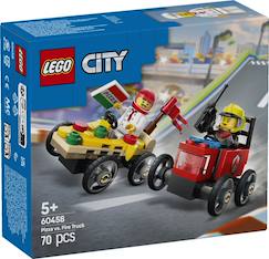 -Lego city - pack de bolides de course : camion de pizza contre camion de pompiers - 60458